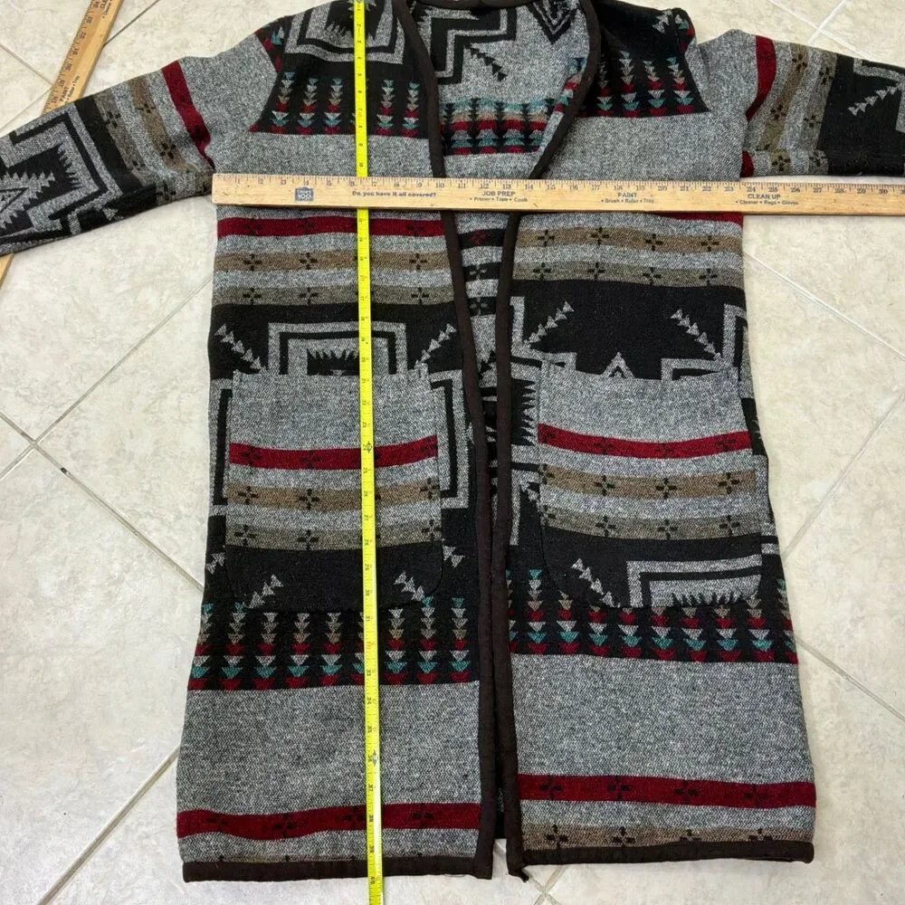 Southwestern Aztec Duster Cardigan Women's Long Open Front Boho Western One Size